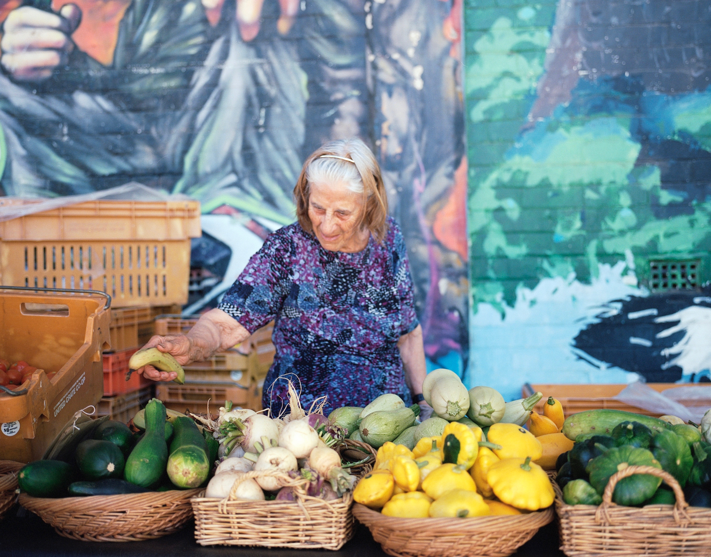 City Farm Market Stall 1. Taken in January 2019, with Mamiya 7ii and 80mm lens, and Kodak Portra 400 120 film