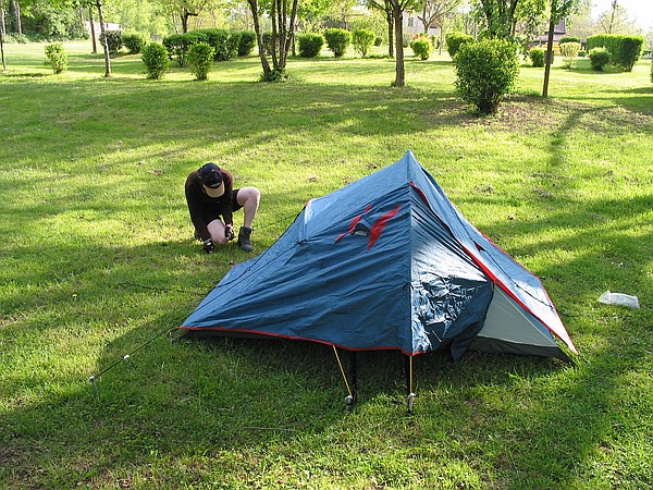 Our first night cycle camping.